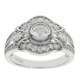 14K White Gold Semi Mount Ring Setting Round RD 5x5mm Halo Engagement Bypass - Syzjewelry